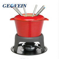 Enamel Cast Iron Kitchen Appliance Cheese Fondue Non-stick Chocolate Fondue Set