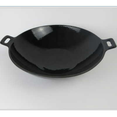 Factory supply enamel cast iron Chinese Wok 37cm