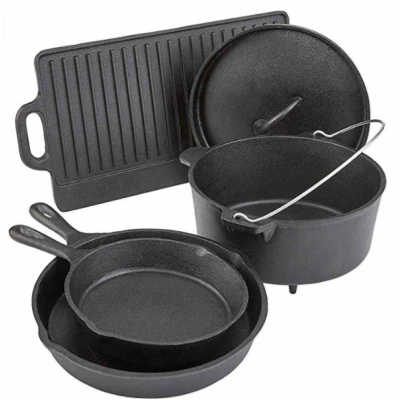 Outdoor Camping Cast Iron Cookware Set Cooking Pot