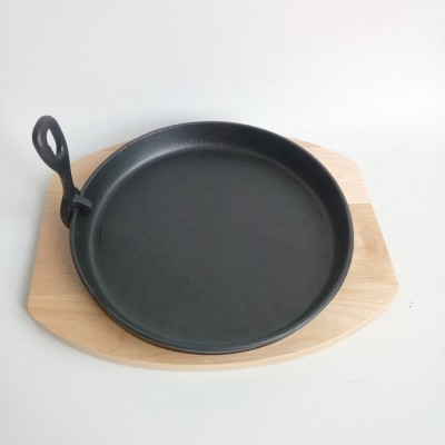 SGS qualified cast iron sizzling plate with vegetable oil coating