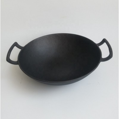 LFGB Pre-seasoned new cast iron Chinese wok 35cm