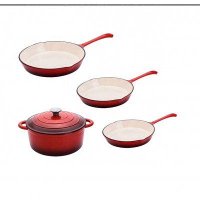 Heavy Duty Enamel Cast Iron Cookware Set Kitchen Casseroles and Pans