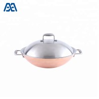 Household healthy tri ply copper chinese wok