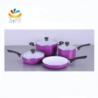 2017 new product 7pcs pot and pan non-stick cookware set with removable handle cookware set