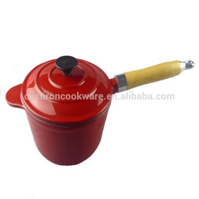 Enamel Cast Iron Saucepans With Wooden Handle