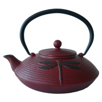 0.6L-1.2L wholesale Eurofins  approved customized color enamel dragonfly tetsubin cast iron kettle  teapot