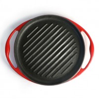 cast iron enamel round griddle pan