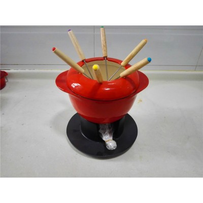 Cast Iron Chocolate Fondue Set With Six Forks