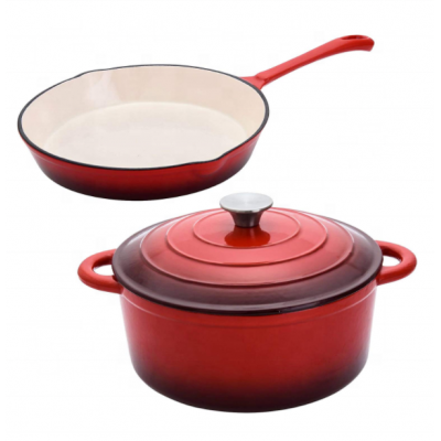 2ps Enamel Cast Iron Cookware Set Kitchen Casseroles and Pans