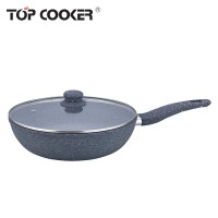 Eco-friendly Color marble coating pan wok on sale